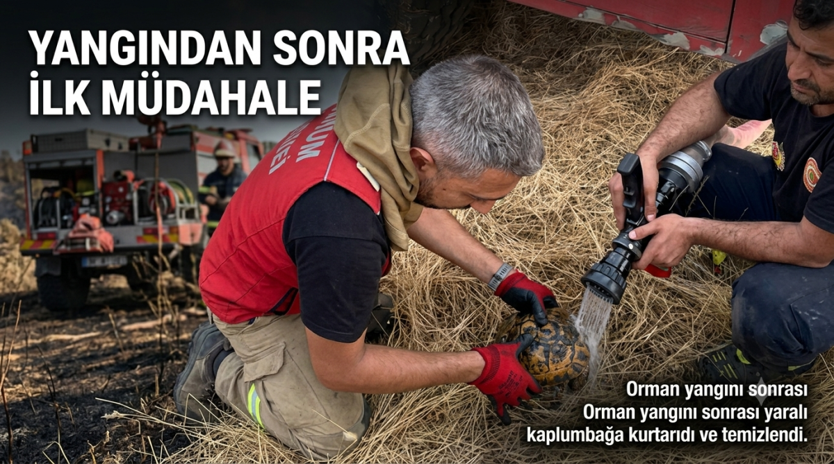 O Görüntüler Sosyal Medyada Paylaşım Rekoru Kırdı: Alevlerin Arasında Kalan Kaplumbağayı İtfaiye Kurtardı