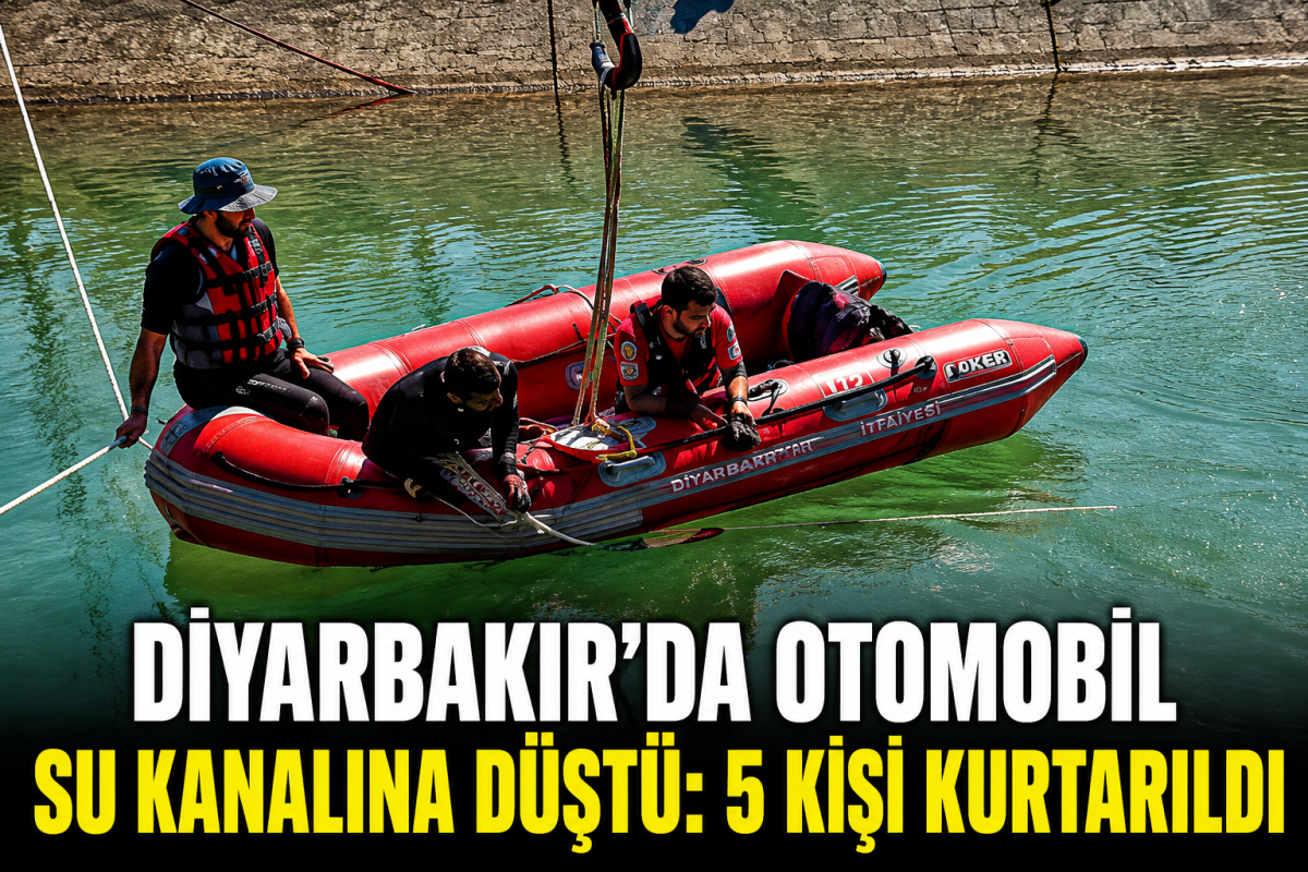 Diyarbakır’da Otomobil Su Kanalına Düştü: 5 Kişi Kurtarıldı