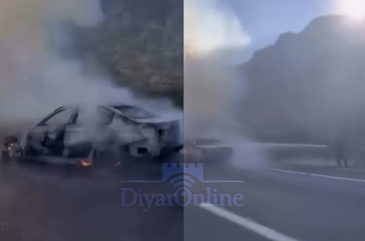 Maden Elazığ Yolunda Araç Yangını