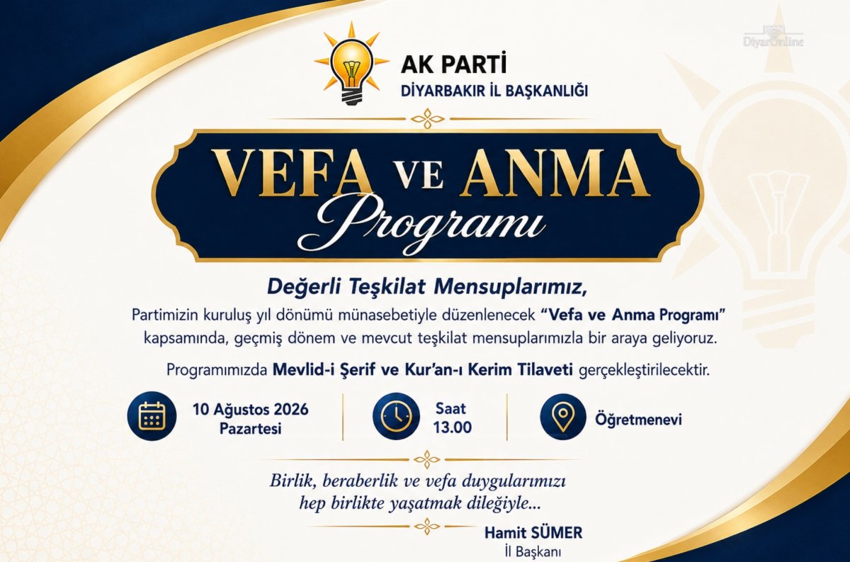 AK Parti Diyarbakır İl Başkanlığı’ndan “Vefa ve Anma Programı”